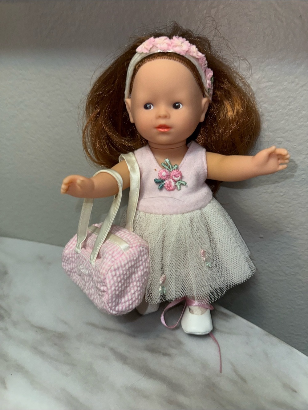 Corelli ballerina doll red hair headband outfit ccogie bag ballet slippers tight